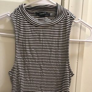 striped black & white crop top